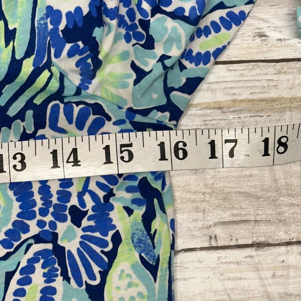 Lilly‎ Pulitzer Marlowe Dress Women's Small S Blue Green Floral 3/4 Sleeve
